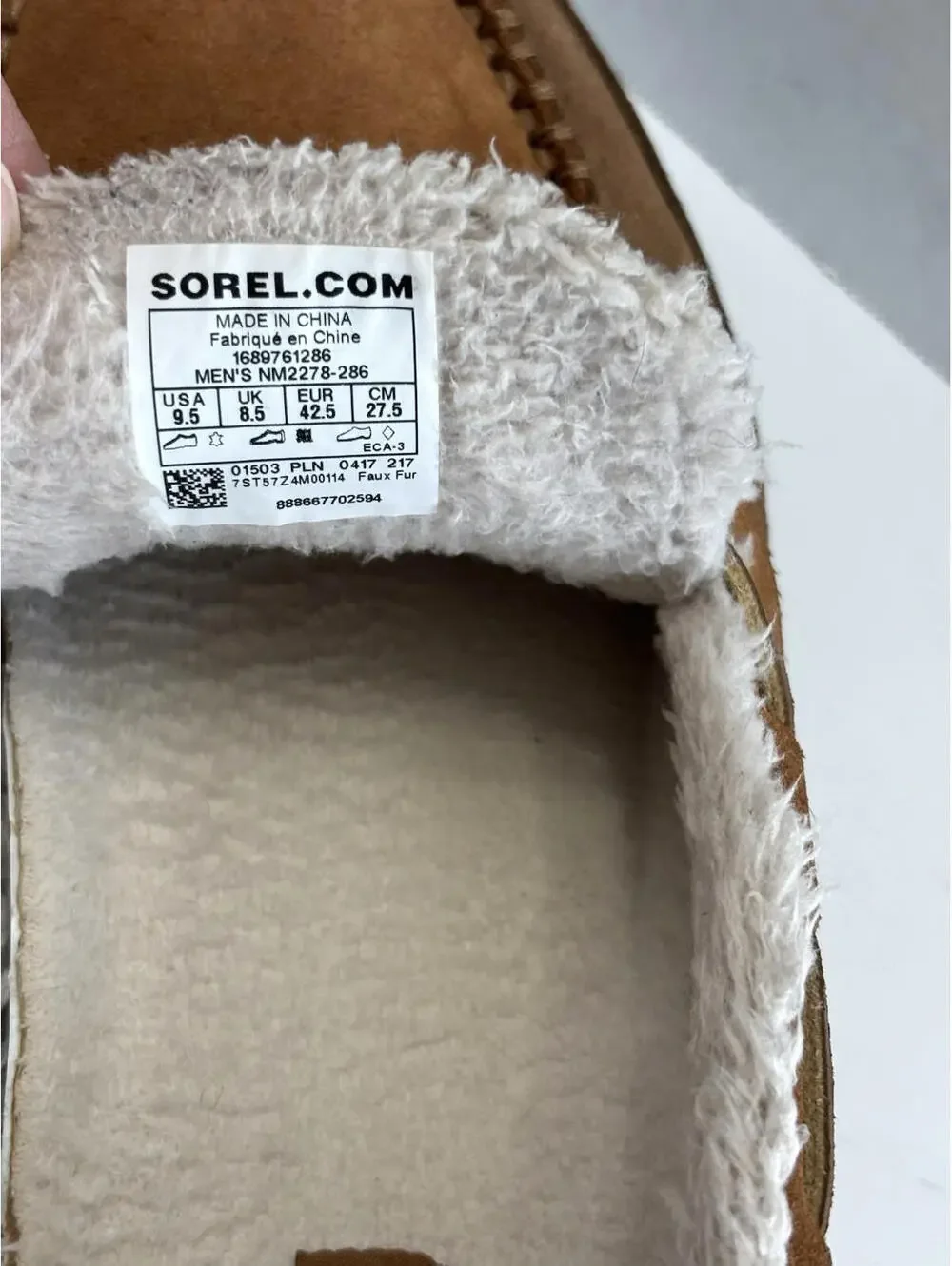 Sorel Maddox Moc Slipper Men's Brown Suede Faux Fur Lined Comfort Shoes Size 9.5